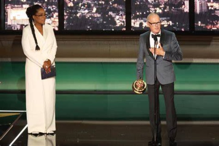 Michael Keaton accepts the Emmy for outstanding lead actor in a limited or anthology series or movie for "Dopesick" at the 74th Primetime Emmy Awards, at the Microsoft Theater in Los Angeles 2022 Primetime Emmy Awards - Show, Los Angeles, United States - 12 Sep 2022