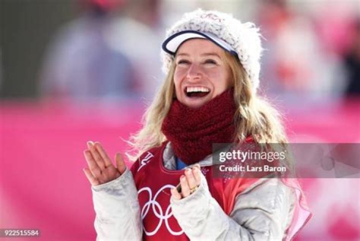 Silver medalist Jamie Anderson of the US reacts after the Women's Snowboard Big Air final at the Alpensia Ski Jumping Centre during the PyeongChang 2018 Olympic Games, South Korea, 22 February 2018. Snowboard - PyeongChang 2018 Olympic Games, Daegwallyeong-Myeon, Korea - 22 Feb 2018